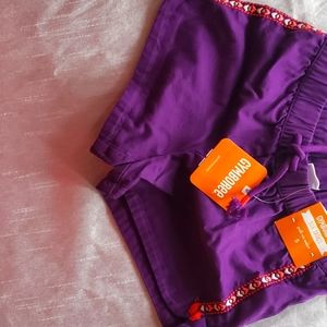 Gymboree Sz 5 Girls purple short elastic waist orange side detail